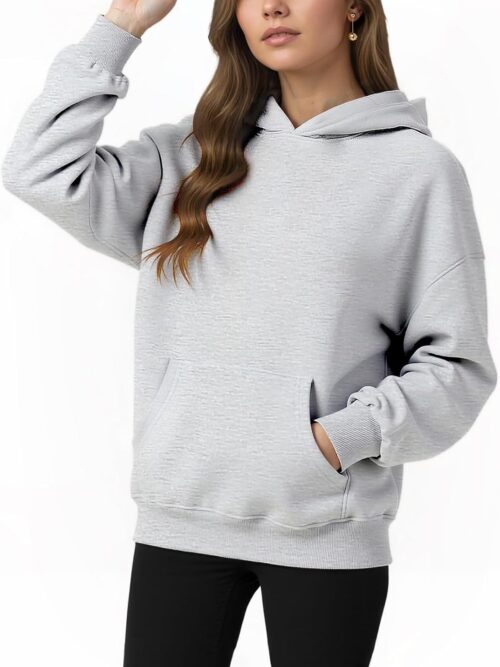 Womens Hooded Hoodies Sweatshirts   Long Sleeve Crewneck Sweaters With Pocket  Fashion Spring Oversized Clothes