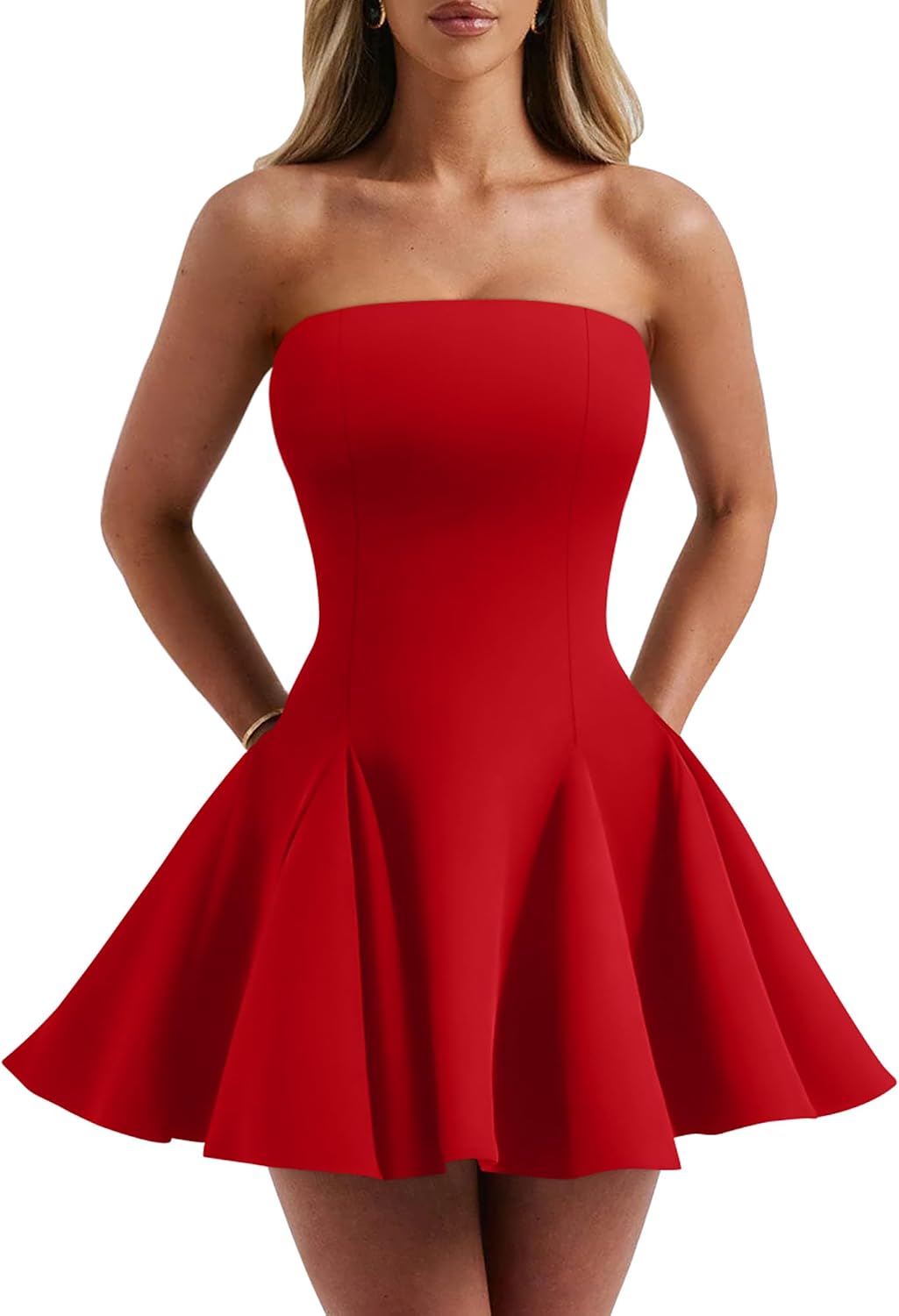 Womens Sexy Summer Strapless Mini Dress Homecoming Off Shoulder Sleeveless Party Club Short Dresses
