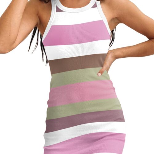 Womens Ribbed Scoop Neck Sleeveless Tank Dresses Basic Bodycon Mini Dress