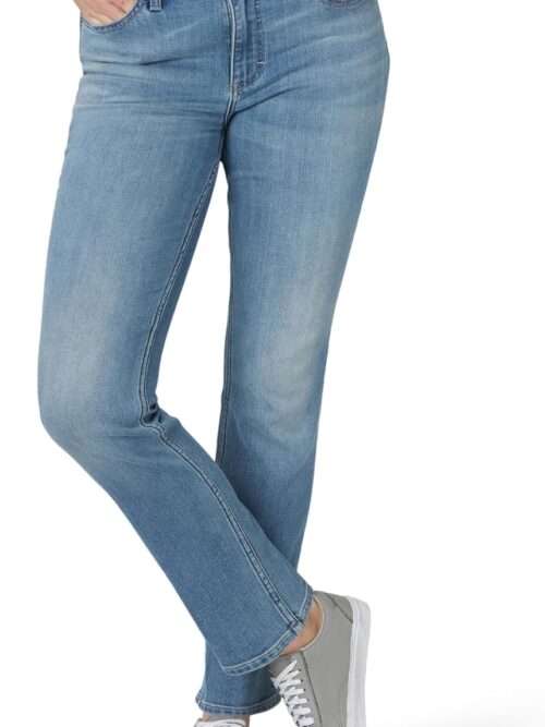 Womens Mid Rise Straight Leg Jean