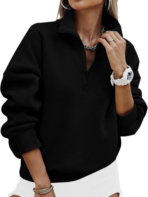 Womens Half Zip Oversized Sweatshirts Fleece Hoodies  Trendy Long Sleeve Pullover Tops Y2k Fall Outfits