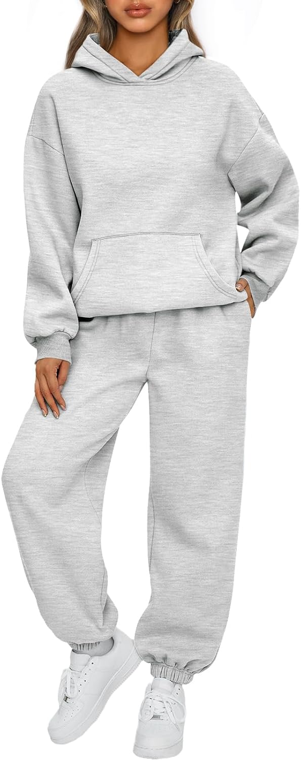 Womens 2 Piece Lounge Sweatsuit Fall Fashion Matching Sweat Sets | Oversized Fall Hoodies & Baggy Jogger Sweatpants Fashion Outfits