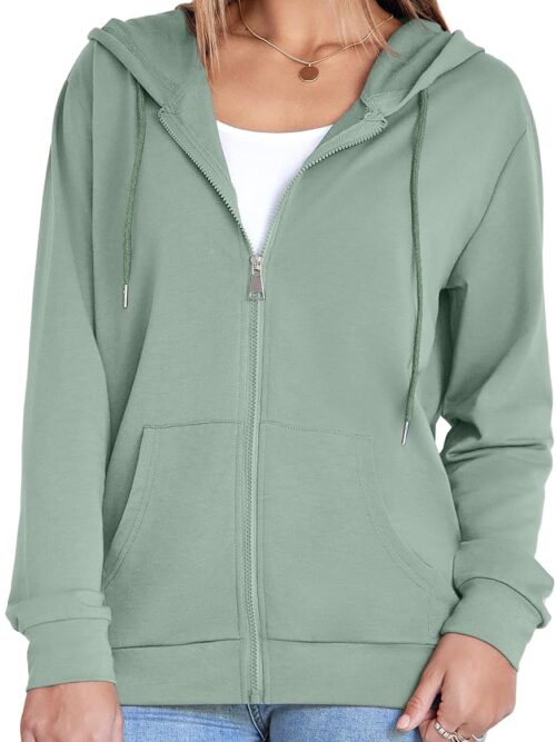 Womens Zip Up Hoodies Long Sleeve Hooded Sweatshirts Y2K Fall Fashion Clothes Casual Trendy Jacket