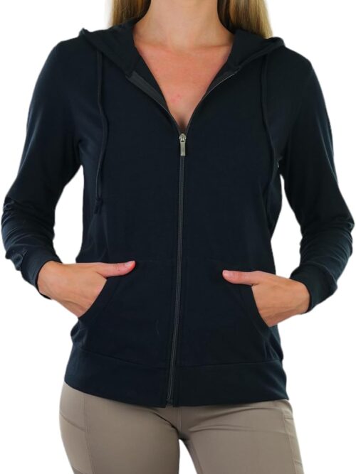 Women??s Cotton Lightweight Long Sleeve Hoodie Pullover or Full Zip Jacket w/Kangaroo Pocket