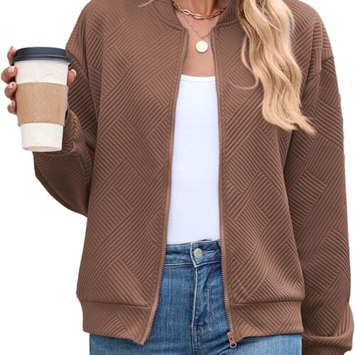 Women Textured Casual Lightweight Trendy Outerwear Coat