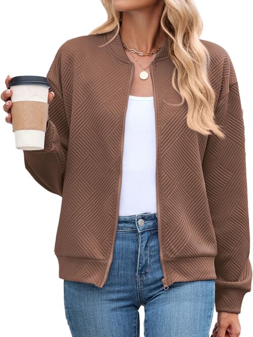 Women Textured Casual Lightweight Trendy Outerwear Coat
