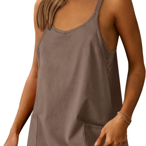 Women Athletic Dress Summer Tennis Workout Active Sports Mini Romper Dress Built in Shorts Travel Vacation Clothes