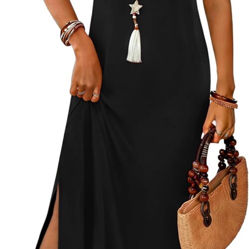 Maxi Dress Summer Dresses  Beach Vacation Clothes Sleeveless Sundresses with Pockets Boho S 3XL