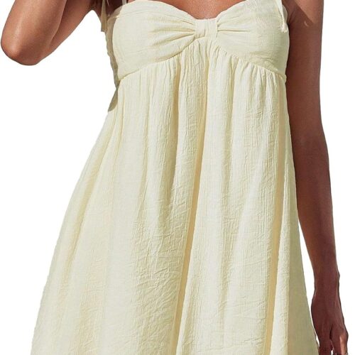 Casual Summer Dresses for Women Flowy Sun Dress Cute Mini Slip Dress Spaghetti Strap Dress