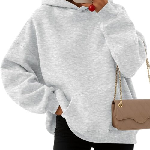 Womens Oversized Comfort Fleece Hoodies, Cozy Trendy Pullover Sweatshirts with Pockets For Fall & Winter