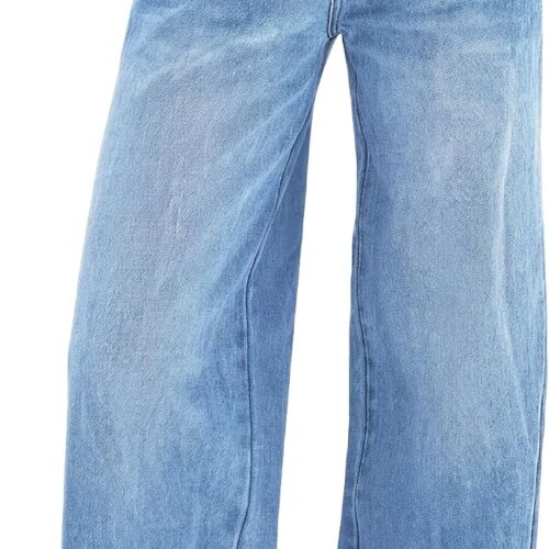 Womens  Wide Leg Jeans Distress High Waist Stretchy Denim Pants Y2K Trousers Clothing